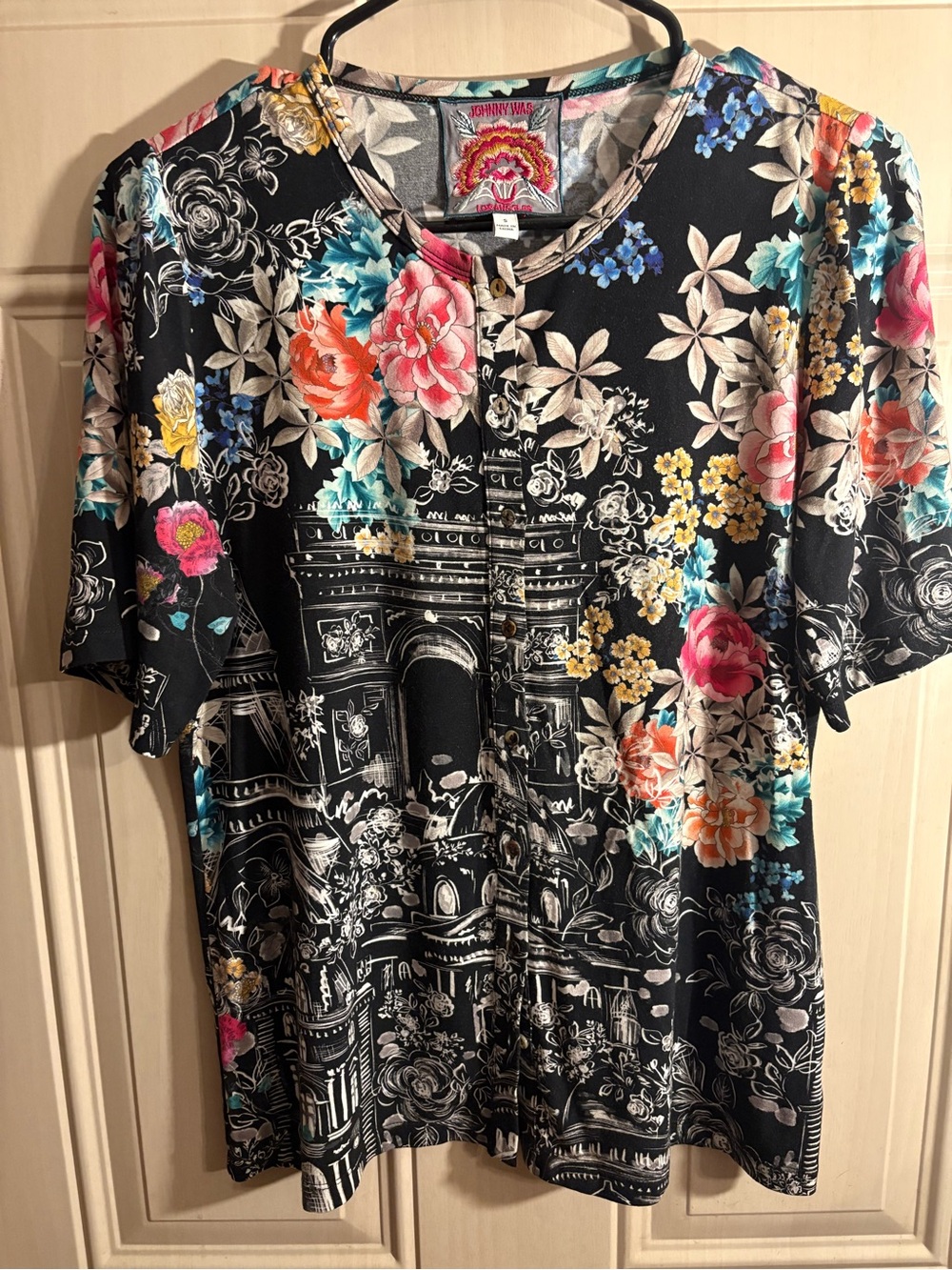 Johnny Was S Lavilla Blac TheJanie Favorite Kimono Sleeve Mandarin Tee Boho Chic